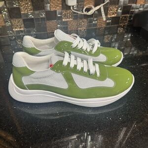 Green and White Men's Sneakers